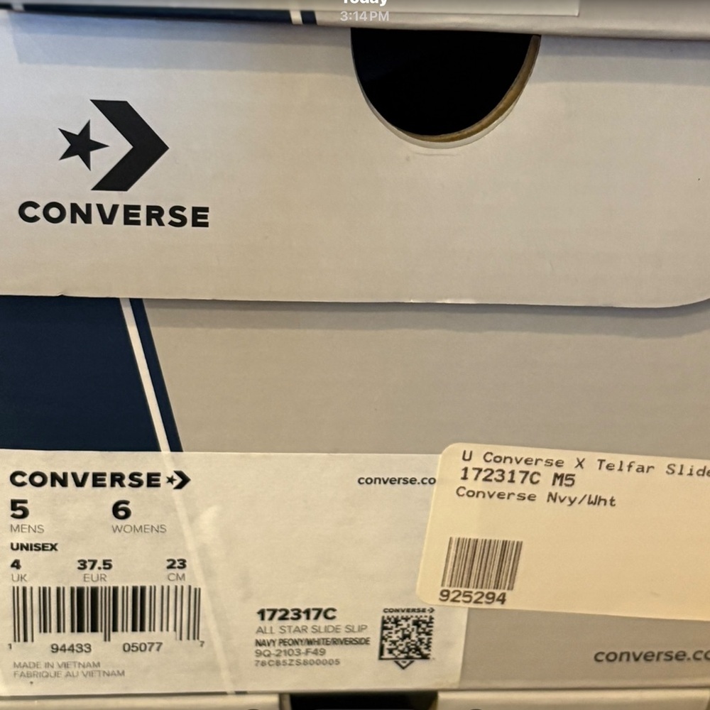 TELFAR X Converse All Star Slide NWT Navy Peony & White Sz 6 & 7 - Picture 9 of 9